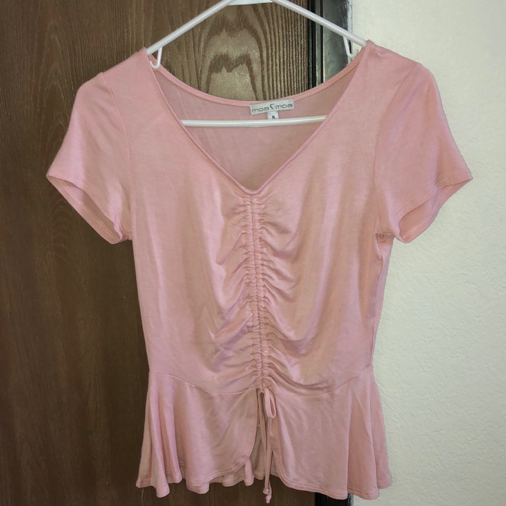 Cinched front peplum shirt
